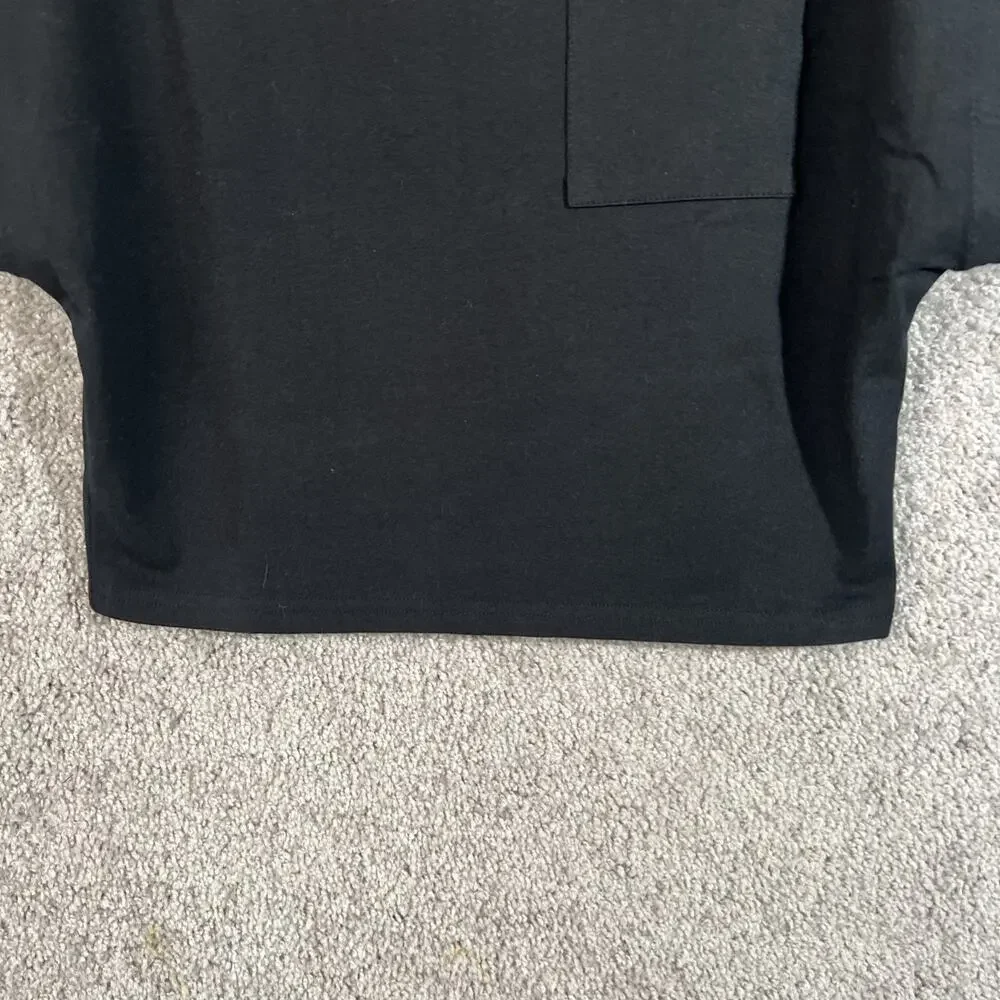 J.Crew Womens Small Black Boxy Boat Neck Short Sleeve Cotton Pullover Shirt Top